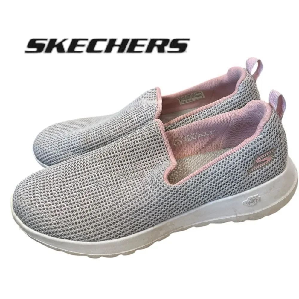 Skechers Go Walk Women's Air Cooled Goga Mat Slip-on Gray Pink Sneakers 8